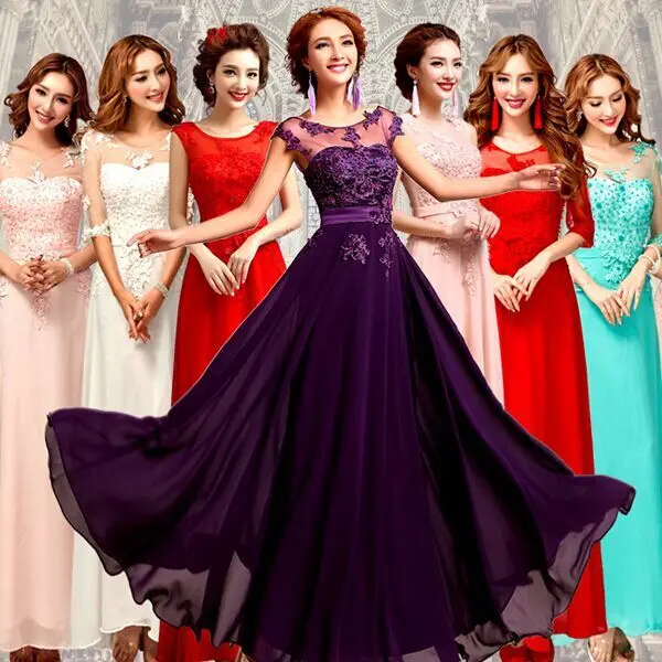 2017 Long Bridesmaid Dress Red Purple Blue Pink White Lace 2017 Long Bridesmaid Dress Red Purple Blue Pink White Lace To Wedding Party Maid