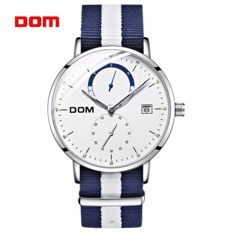 

Watch Men DOM Brand Luxury Multi Function Mens Sport Quartz Watches Auto Date Waterproof Nylon strap Wrist boy clock M-436