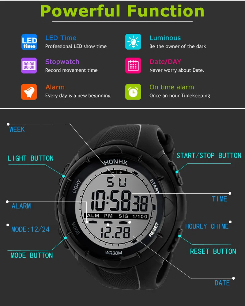 Светодиодный электронный наручные часы военные мужские спортивные часы мужские и женские уличные цифровые часы Relogio Masculino цифровые часы