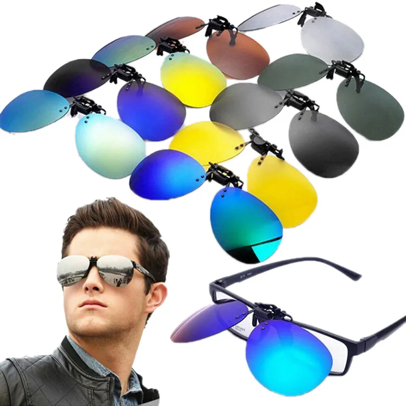 Поляризационные мужские и женские солнцезащитные очки с клипсами для вождения, ночного видения, анти-UVA, анти-зажимы в виде солнцезащитных очков