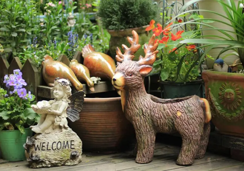 Animal Flowerpot Elk Large Creative Pastoral Personality Gardening Decoration Outdoor Garden Villa Garden vase