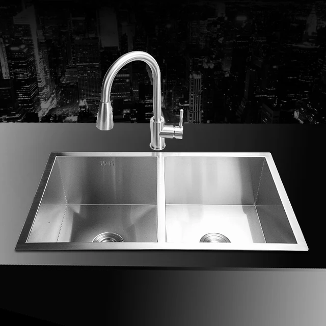 800 450 220mm 304 Stainless Steel Handmade Brushed Seamless 800 450 220mm 304 Stainless Steel Handmade Brushed Seamless Undermount Kitchen Sink