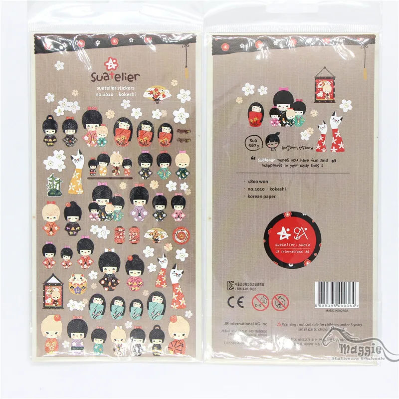 

1 Sheet Japanese Doll Kokeshi Kawaii Cute Girl Stickers DIY Scrapbooking Paper Decoration Stickers Photo Album Decor Stickers