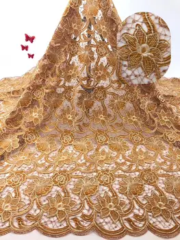 

Gold African Sequin Lace Fabric velvet For Sewing Dress African Wedding Lace African Clothes 2018 French Net Lace Sequins Fabric