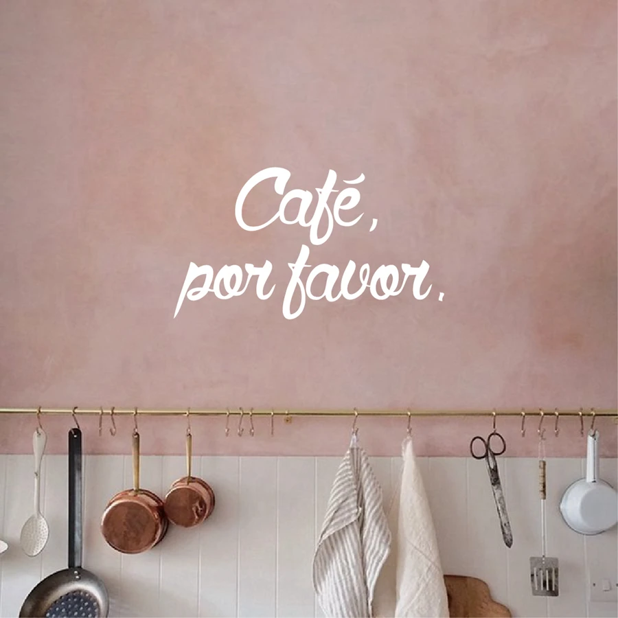 Spanish kitchen coffee decoration wall stickers Vinilo decorativo cafe por favor