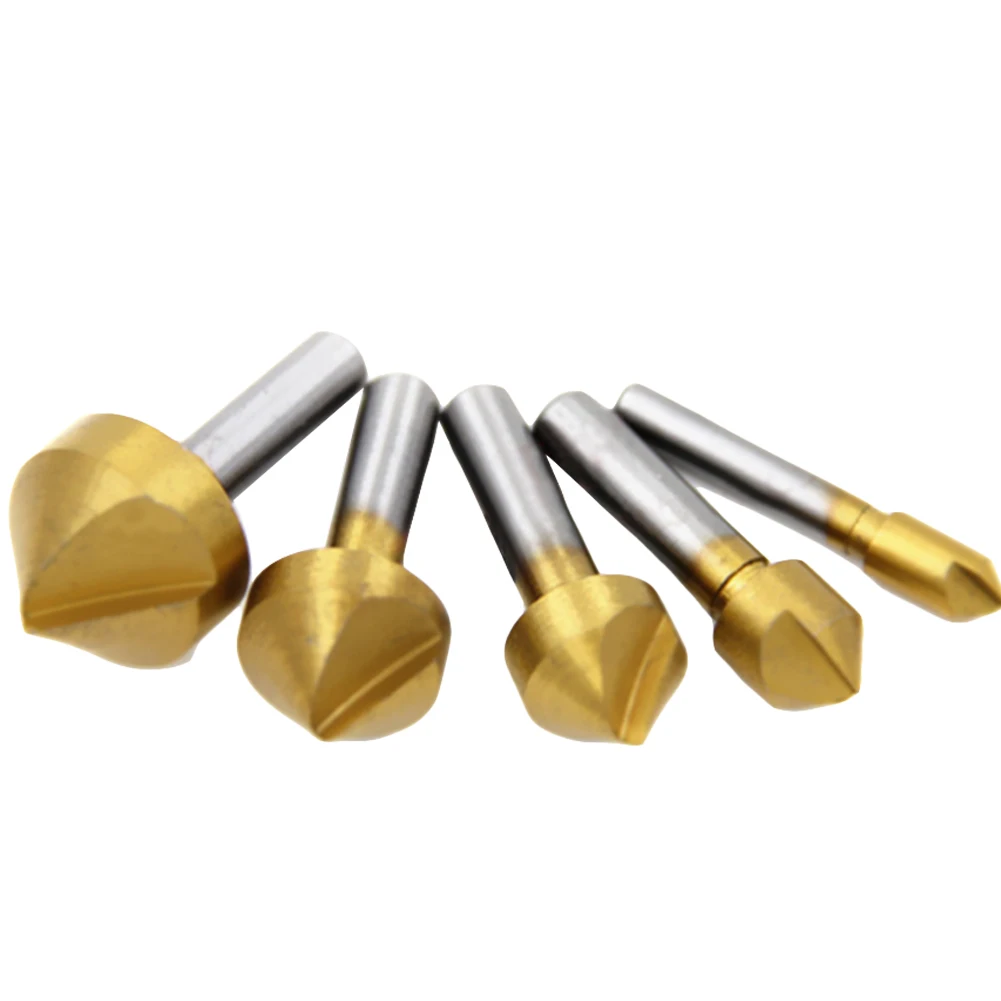 

3/5pcs Metric 6mm-19mm Titanium Drill Press Countersink Boring Bit Single Blade 90 Degree Chamfering Cutter