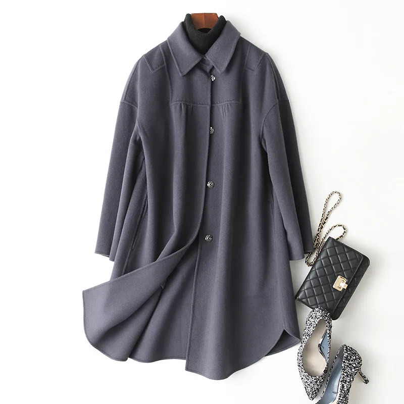 Denim Wyq1301 Cachemire Femelle Ayunsue Double Femmes Manteau brown Blue Manteaux 100 Automne De red Femme Veste side Laine Printemps Style 18gqa1wxZ