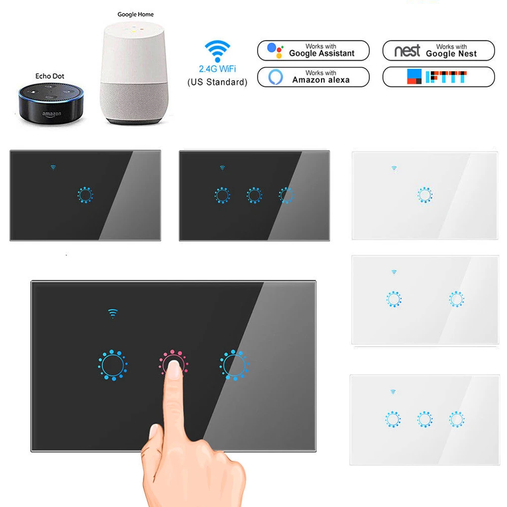

1/2/3 Gang Wi-Fi Touch Switch Wireless Intelligence Timing Wall Light Panel APP Remote Control Switch