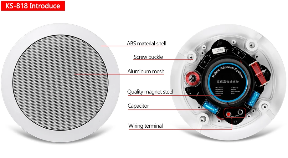 Top Oupushi Home Theater System 250W AV Karaoke Amplifier 8 Ohm Digital Stereo Echo Ceiling Speaker 30W Coaxial Wall Speaker 5