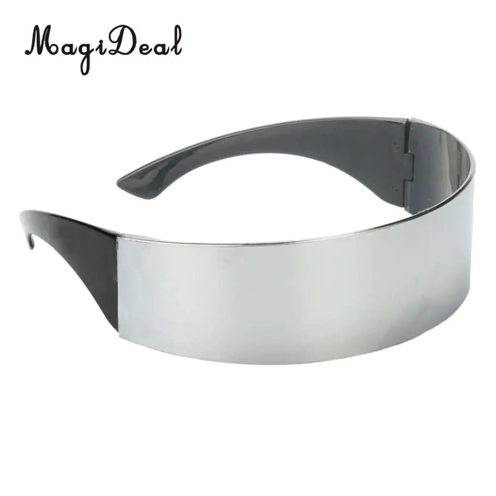 Pack of 2pcs Fun Metallic Silver Futuristic Soldier Space Alien Robot Costume Sunglasses Cosplay Accessories Photobooth