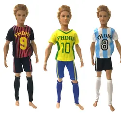 NK 3 компл./лот Кукла Одежда Спорт Футбол мужской Футбол er одежды куклы с спортивная рубашка брюки для Барби мальчик мужчина кен Кукла