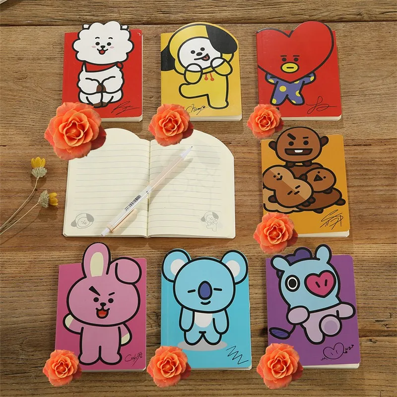 

Kpop Bangtan Boys Cartoon CHIMMY COOKY TATA RJ MANG SHOOKY KOYA Notebook Diary Travel Journal Book 36Pages Size 10*14cm