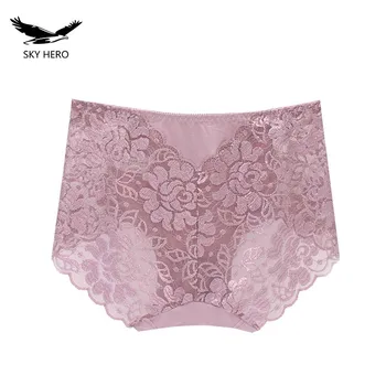 Women Panties Underwear Sexy Brand Full Transparent Panty Cotton Briefs Woman Lace Knickers Period Panty Plus
