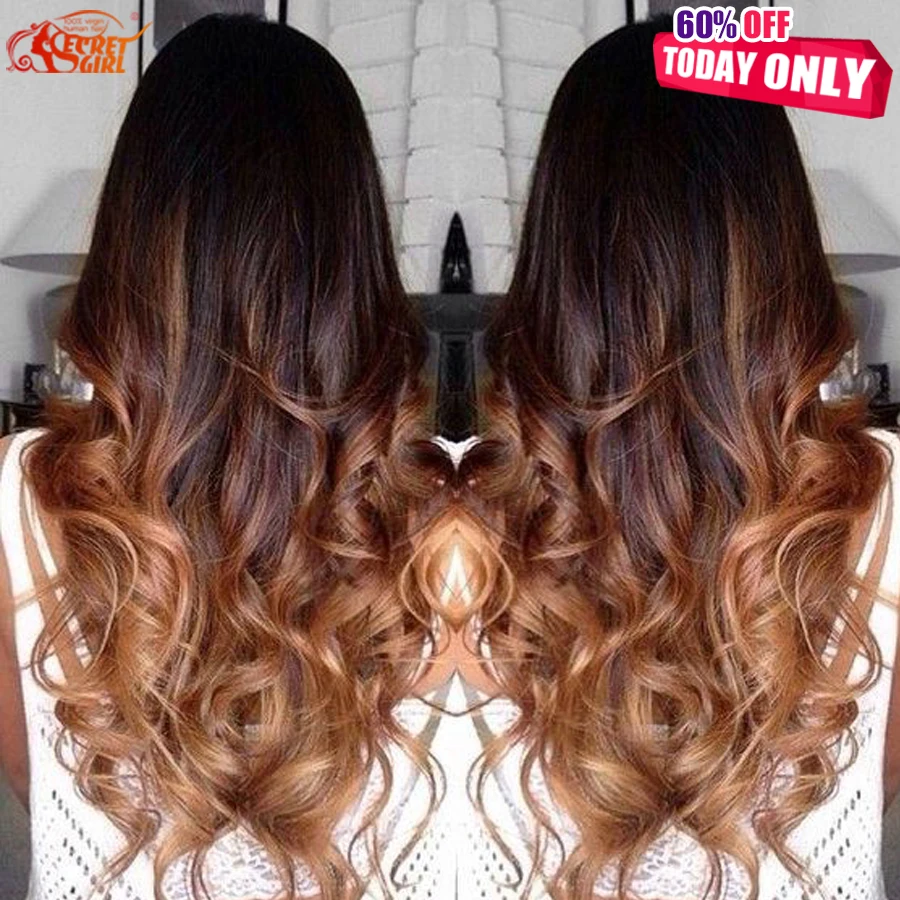 Hot 4 Bundlles Brazilian Body Wave Blonde Ombre Human Hair Extensions T1b 30 7a Virgin Two Toned Brazilian Hair Weave Bundles