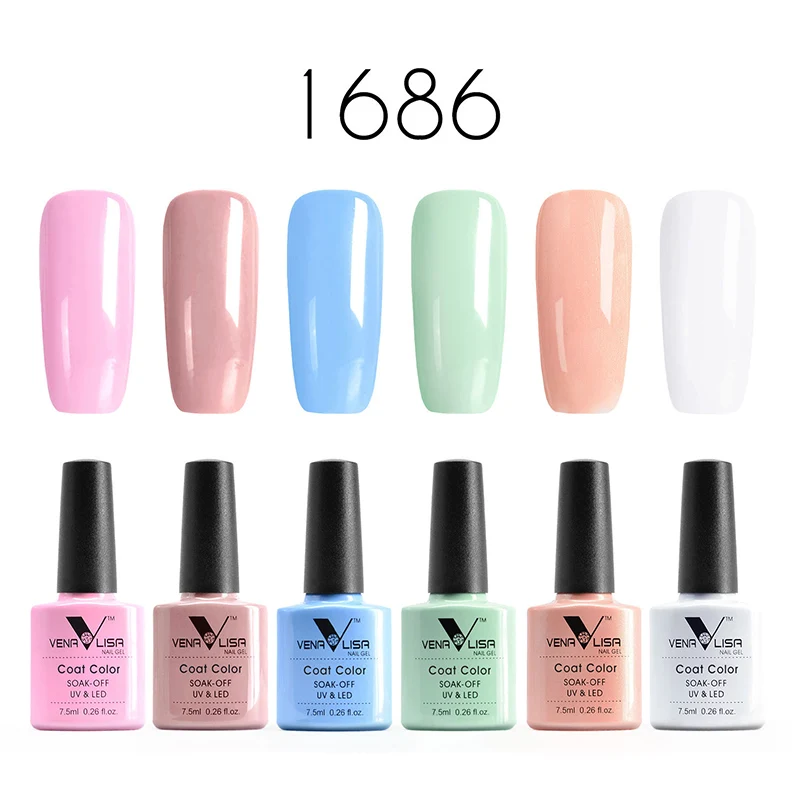 Nail art soak off набор гель-лаков для ногтей VENALISA УФ СВЕТОДИОДНЫЙ Цветной Гель-лак для ногтей верхнее покрытие маникюр гель лак для ногтей гель основа - Цвет: 1686