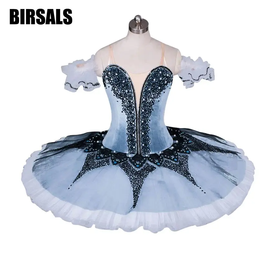 Adult Professional Ballet Tutu Grey White Queen Classical Ballet Stage Costume Nutcracker Performance Gray Platter TutuBT9032