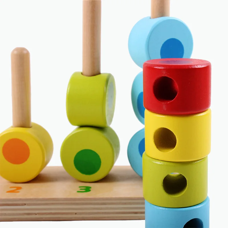 Baby Montessori Educational Wooden Toys Stack Rings Preschool Educational Learning Toys for Children Juguetes Brinquedos ME2444H