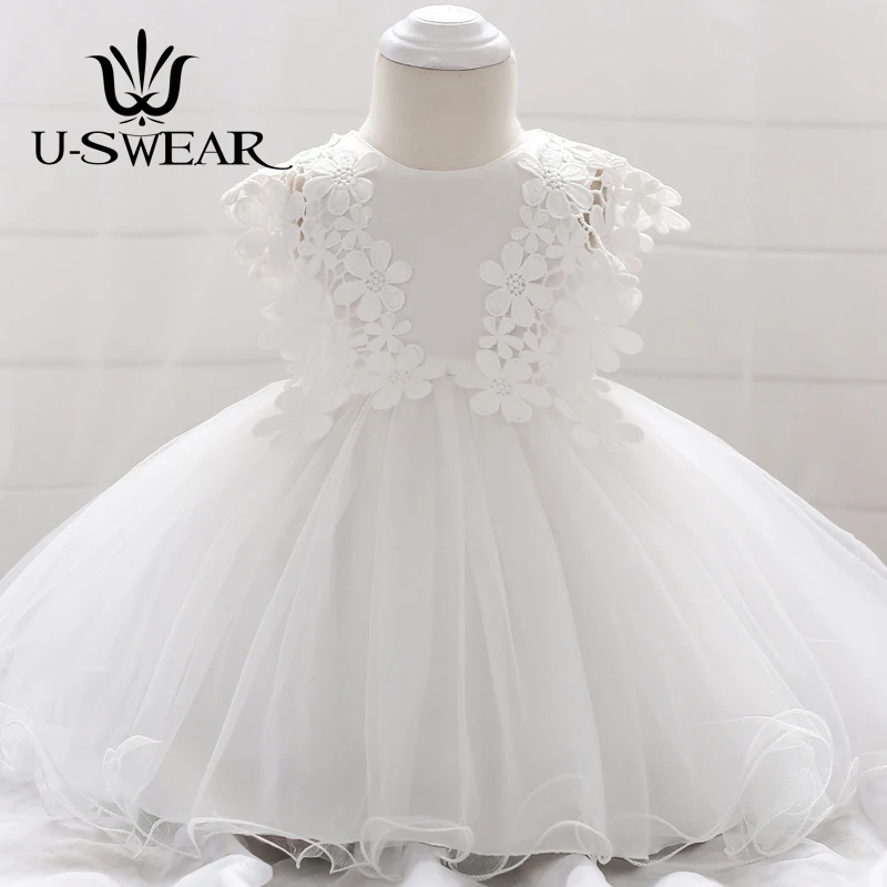 U-SWEAR г., шифоновые кружевные платья с цветочной аппликацией для маленьких девочек бальное платье без рукавов длиной до щиколотки