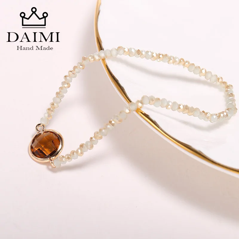 

DAIMI Smokey Quartz Crystal Bracelet Tiny Holiday Jewelry Sway Crystal Cute Elastic Bracelet Shiny Daily Jewelry For Women