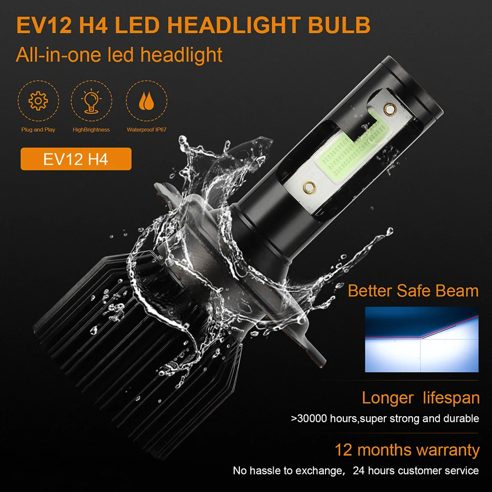 EV12 Автомобильные фары светодиодный H7 H4 H1 9005 HB3 9006 HB4 H11 60 Вт 6000лм авто светодиод dob лампа 12 В Ледяной Синий Автомобильный свет Plug and Play