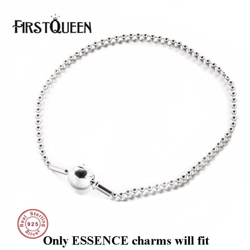 

FirstQueen Solid 925 Silver Essence Beaded Bracelets Fit Essence Jewelry Charms Beads Anniversary DIY Gift For Jewelry Making
