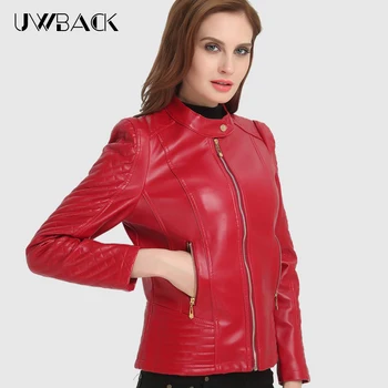 

2018 New Autumn Leather Jacket Women Plus Size 4XL Long Sleeve Solid Leather Coat Red/Black PU Casual Motorcycle Jacket ,EB326