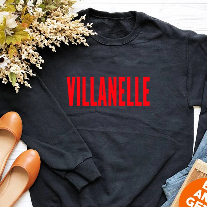 Villanelle Толстовка Killing Eve Женский пуловер худи Харадзюку уличная круглый вырез, длинный рукав топы Плюс Размер Прямая