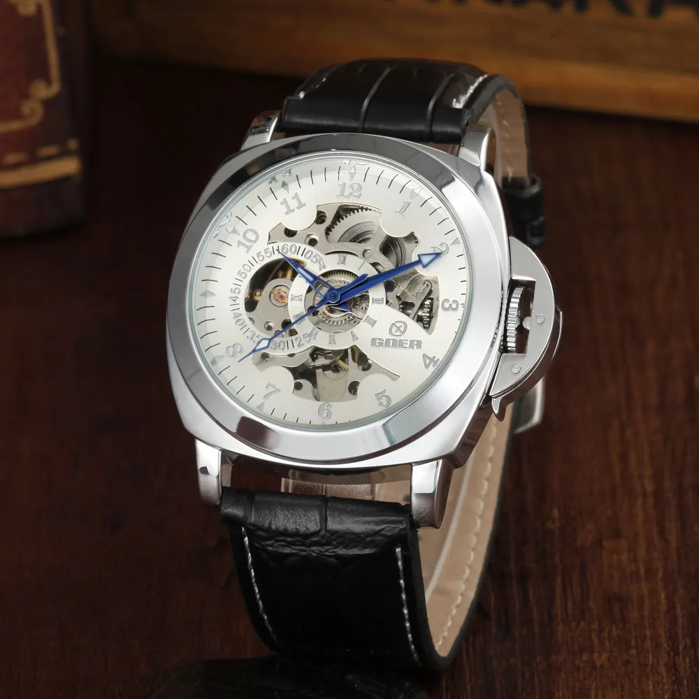 مرتادي الأزرق جلدية الشريط التلقائية الذاتي الرياح الميكانيكية الهيكل العظمي ووتش المعصم ساعات للرجال ساعة اليد relogio masculino مرتادي الأزرق جلدية الشريط التلقائية الذاتي الرياح الميكانيكية الهيكل العظمي ووتش المعصم ساعات للرجال ساعة اليد relogio masculino