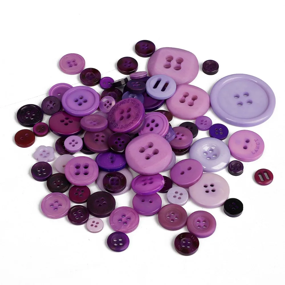 

Purple Color 100Pcs Random Mixed Resin Button for Kids Sewing Buttons Clothes Needlework Accessories Crafts Child Cartoon Button