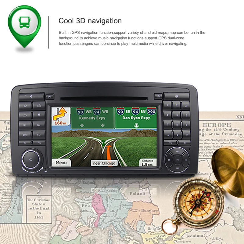 Best KSAOTU 7" DAB+ 4G Android 8.0 Car DVD Player SD GPS for Mercedes Benz R-Class W251 R280 R320 5