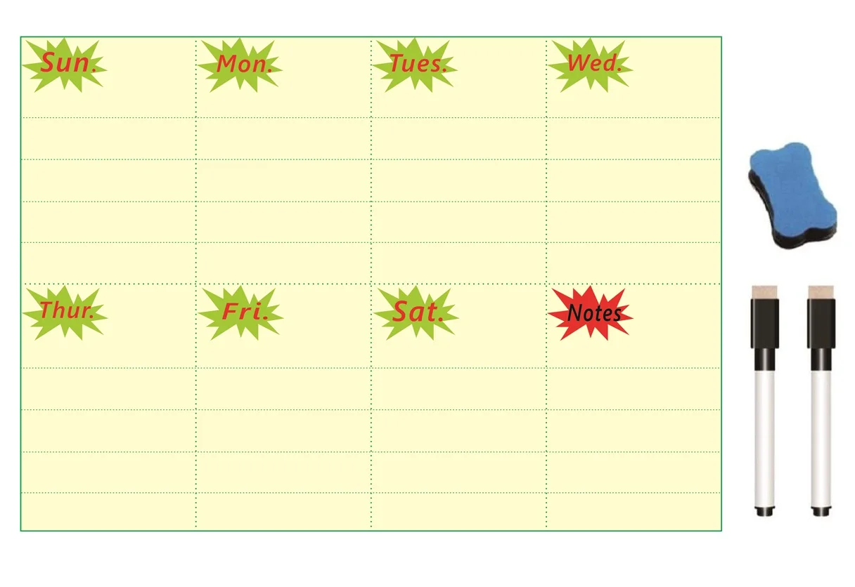 Размер А4, магнитный Еженедельный планировщик сухой чистки для магнитов на холодильник, белая доска, органайзер, лист, чтобы сделать, блокнот, ежедневный график, маркер