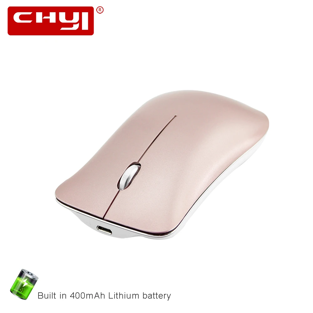 

CHYI Rechargeable Wireless Mouse Slim Silent Alloy Rose Gold Mice 1600DPI Optical Computer Mause For Microsoft Notebook Laptop