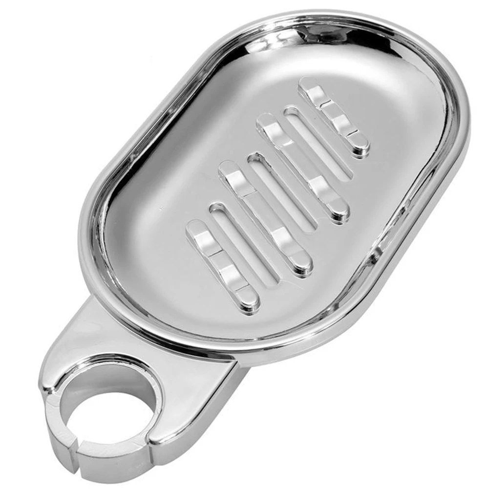 

Convenient Clip-on Soap Tray Soap Dish Adjustable Shower Rail Slide Soap Plates Smooth Bathroom Holder (Silver)