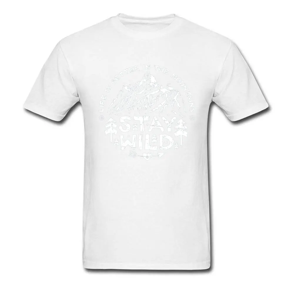 Fitted Stay-Wild-white--3099 Family T-shirts Crew Neck Pure Cotton Men Tops Shirt Short Sleeve Summer Fall Family Tee-Shirt Stay-Wild-white--3099 white