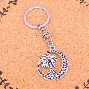 

20Pcs Fashion Alloy palm tree moon coconut Pendants keychain keyring Accessories For Car key chains Jewelry