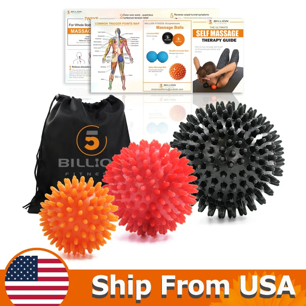 3 шт. фитнес-мячи Spiky Массажный мяч набор для снятия боли/улучшения гибкости/подвижности и циркуляции