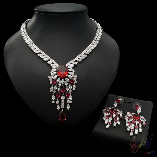 

Free Shipping Yulaili Factory Customized Unique Design Romantic Wedding Ladies White Zircon Jewelry Sets