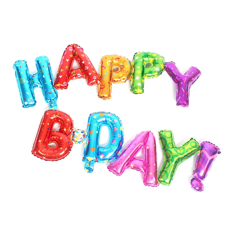 

KAMMIZAD colorful printing happy birthday letter balloons dot heart B-DAY! decorations balloon child Shower Favors globos