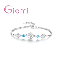 Подлинный 925 пробы Серебряный красочный Кубический Цирконий Кристалл ювелирные изделия для женщин Дамы Специальные цветы форма дизайн браслет