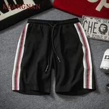 KUANGNAN, Красные Полосатые повседневные летние хлопковые шорты, мужские уличные шорты, летние мужские шорты, хлопковые мужские шорты, 5XL, новинка