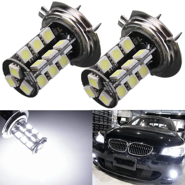 

universal 1pcs H7 anti fog lamps 27 LED 5050 27SMD White for Auto Car Light Source 5w H7 anti fog lamp Driving Bulb DC12V