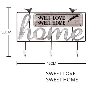 Скандинавские современные креативные металлические буквы для дома, деревянные вешалки для пальто, крючок для ключей, вешалка для одежды с птицей, Настенный декор - Цвет: HOME
