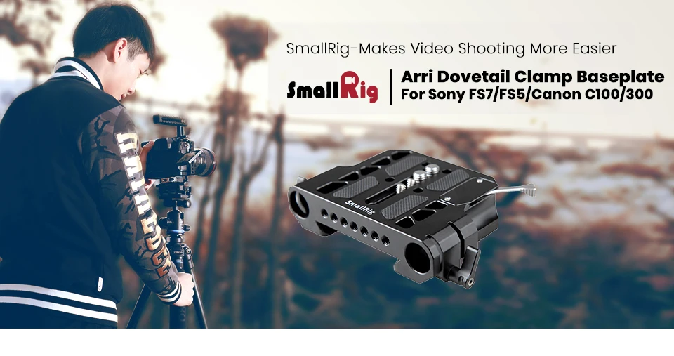 SmallRig Arri ласточкин хвост Зажим быстросъемная пластина+ 19 мм рельсовый Зажим для sony FS7/FS5/Canon C100/300 Монтажная пластина камеры-1757