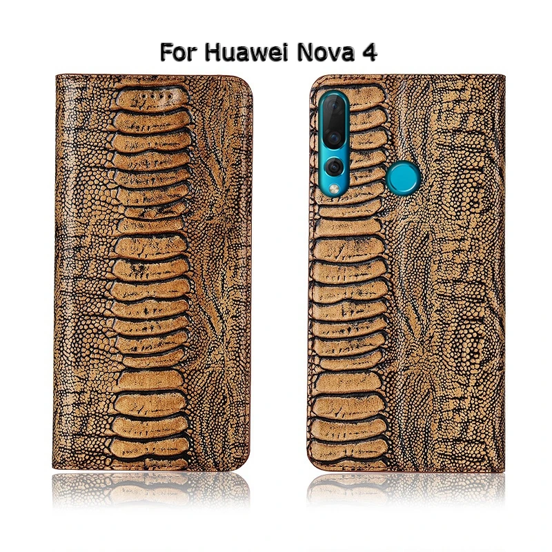 Страус ног зерна чехол для телефона для huawei Nova4 Nova4e Nova 4 4e Обложка Flip Стенд карты карман футляр из натуральной кожи