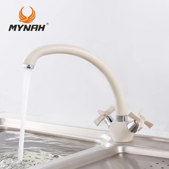 Cheap MYNAH Russia free shipping Double handle Kitchen faucet Mixer Cold and Hot Kitchen Tap Single Hole Water Tap