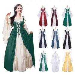 Средневековый дворец Стиль ренессанс викторианский Принцесса бальное платье vestidos вечерние мультяшный костюм для женщин Винтаж Ретро