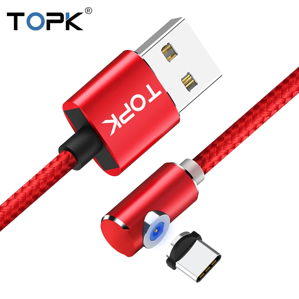 

TOPK AM51 1M USB C 90 Degree Magnetic Type C Cable for Xiaomi Redmi Note 7 Type-C USBC Cable For Samsung S10 Galaxy Note 9 S9 S8