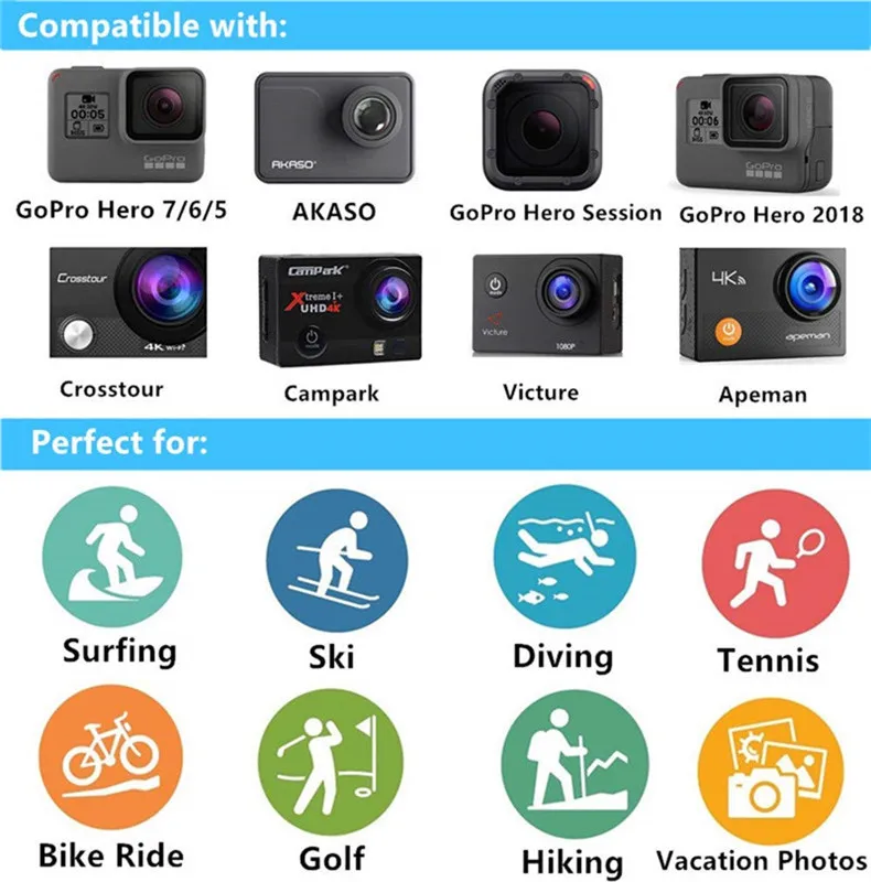 Аксессуары для экшн-камеры для Gopro Hero 7 AKASO EK7000 Brave Victure Crosstour Apeman VicTsing аксессуары для экшн-камеры комплект