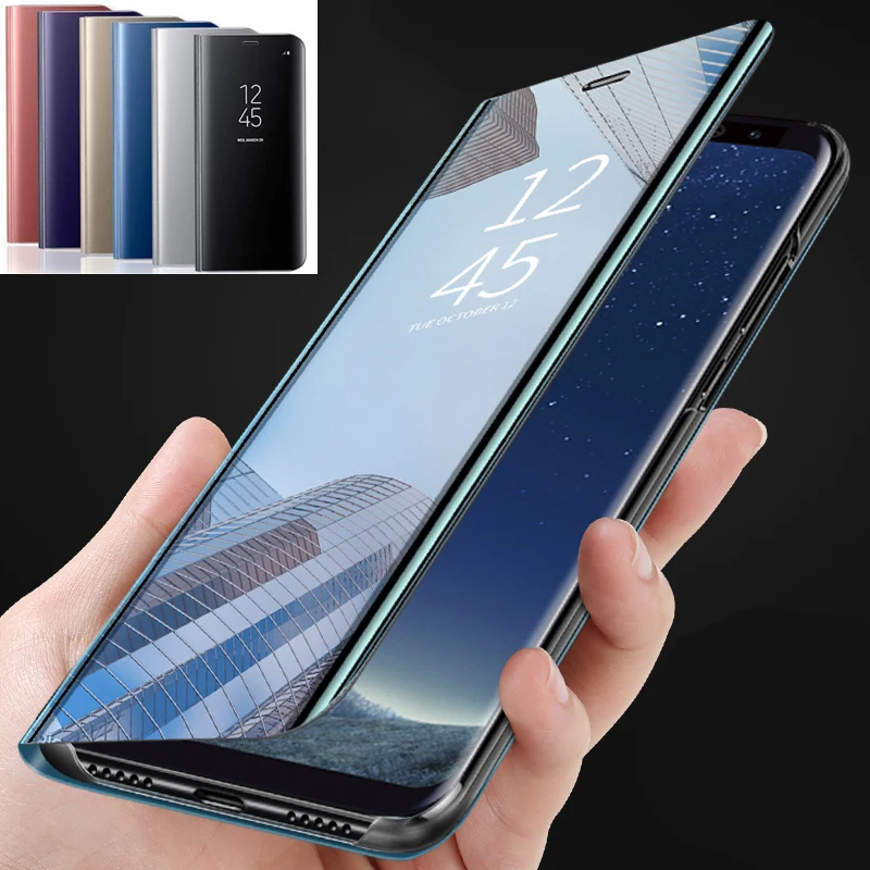 

Mirror Flip Leather Case For Huawei Y5 Y9 2019 Y6 2018 P10 P20 P30 Pro Mate 20 Lite P9 Honor 8X 7S 10 Nova 4 3 3i P Smart Plus