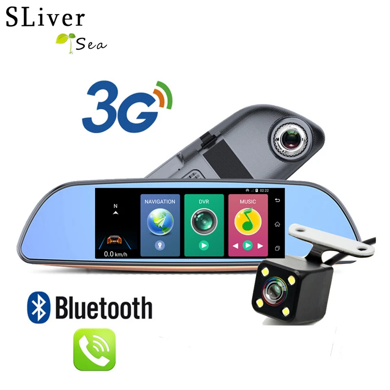 

SLIVERYSEA 3G Android GPS Dual Lens Car DVR Rearview mirror with Rear Camera FHD 1080P Dash Cam WIFI camera #B1056